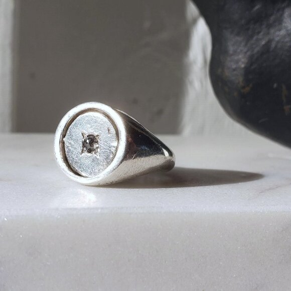 Henson Diamond and Sterling Flip Signet Ring -- Australian - Picture 9 of 10